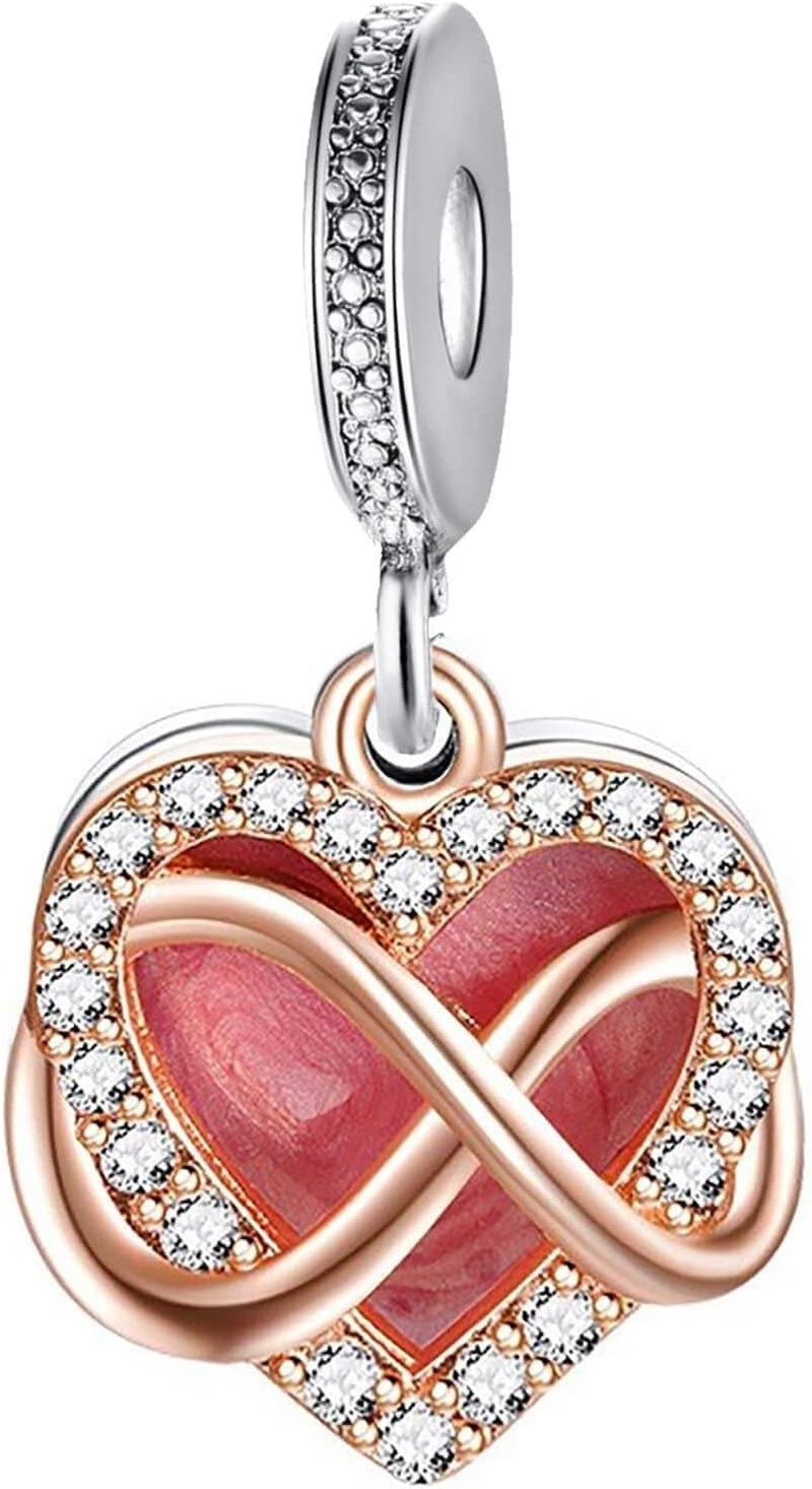 ANZIUS 10 Pack Silver Charms for Pandora Bracelets and Necklaces Charms for Women CZ Pendant Jewelry Charm Set - Image 3
